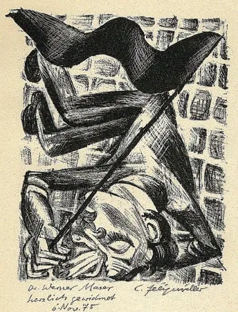 石版画 Felixmuller  - Toter Genosse
