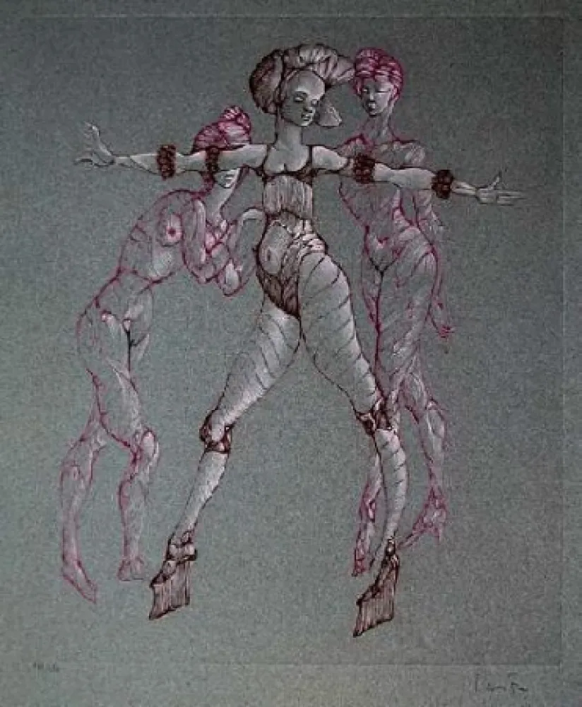 版画 Fini - Scène de danse