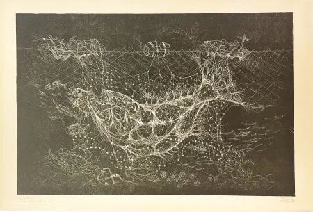 石版画 Fischer - La pêche au filet