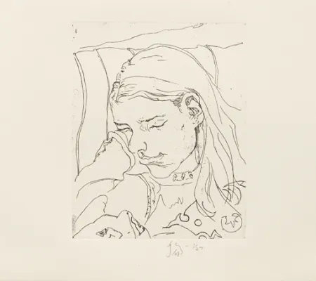 版画 Flanagan - Annabelle asleep on train