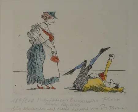 蚀刻版画 Flora - Merkwürdiges Balzverhalten eines Älplers