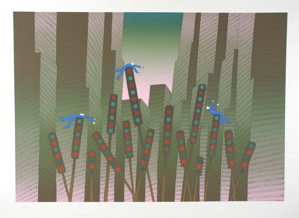 丝网印刷 Folon - City Lights - Les lumières de la ville