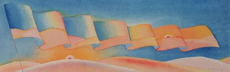 丝网印刷 Folon - Étendard au coucher de soleil