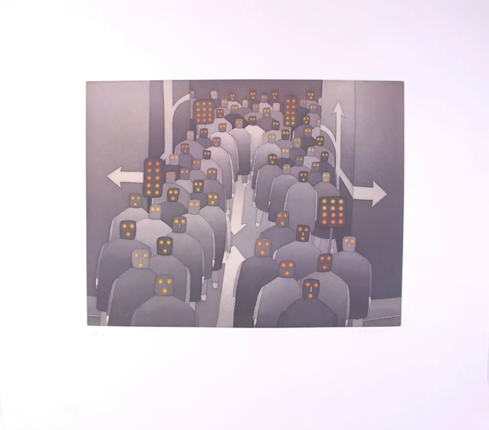 蚀刻飞尘法 Folon - The Crowd II - La Foule II