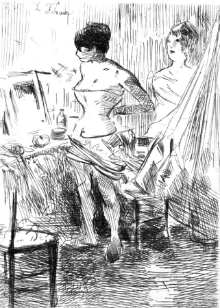 蚀刻版画 Forain - Danseuses dans leur loge