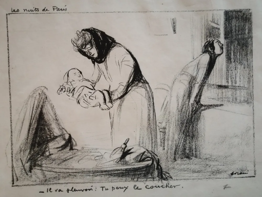 石版画 Forain - Les Nuits de Paris: il va pleuvoir