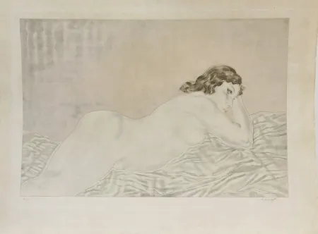 蚀刻飞尘法 Foujita - Femme brune allongée. 1930