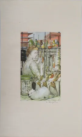 版画 Foujita - La laborantine