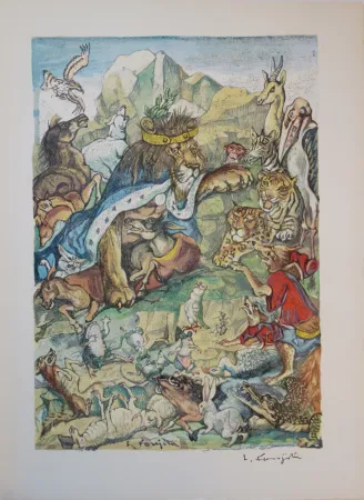 版画 Foujita - Les animaux malades de la peste