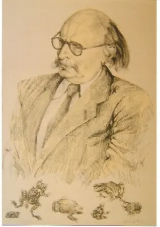 石版画 Foujita - Portrait de Jean Rostand