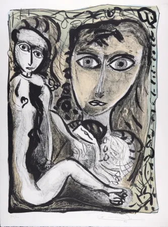 石版画 Franqui - Figures, 1986 - Hand-signed