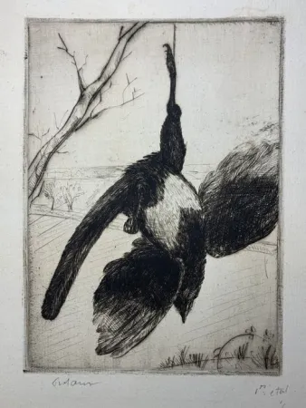 蚀刻版画 Frélaut - La pie morte