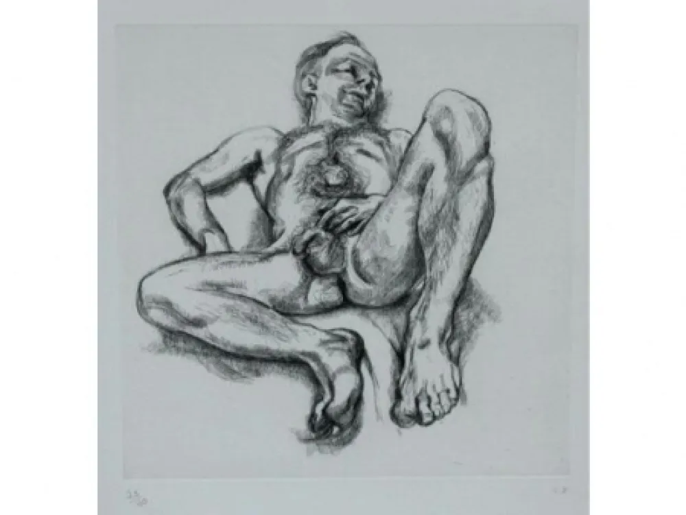蚀刻版画 Freud - Naked man on a bed
