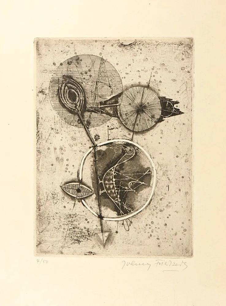 蚀刻版画 Friedlaender - Oiseau au cercle