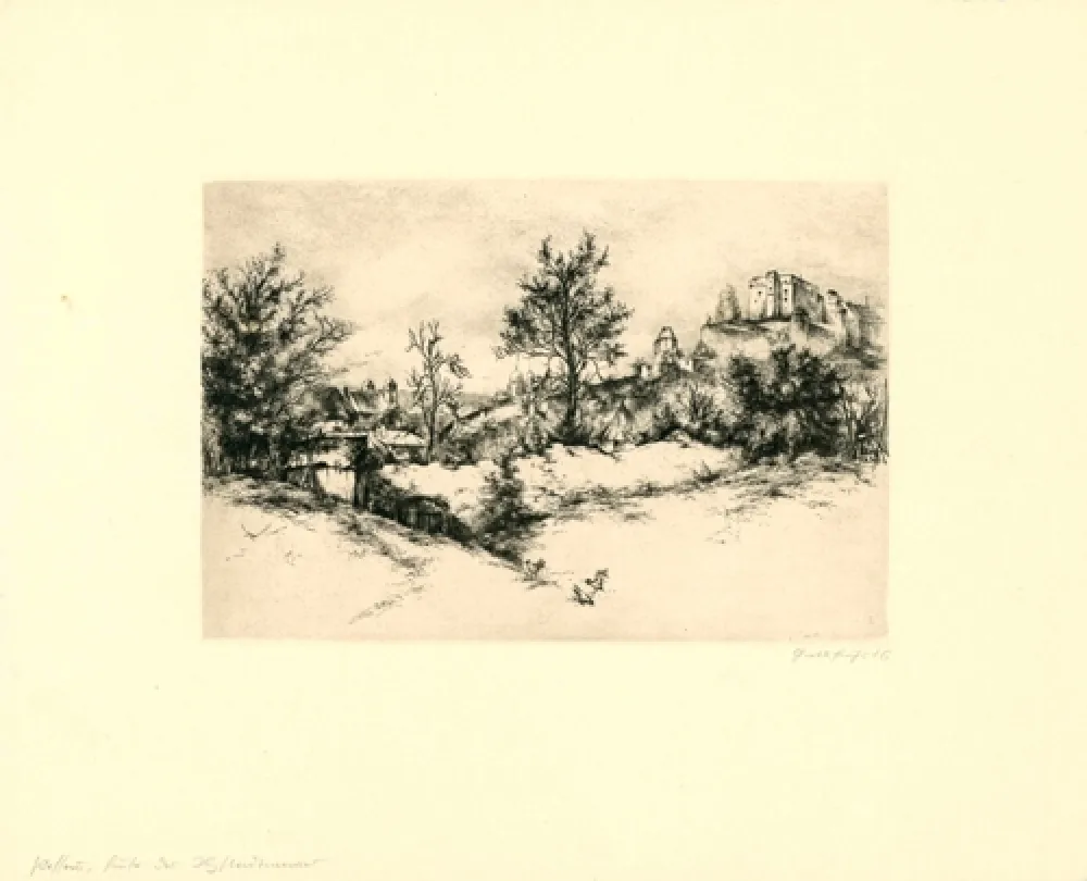 版画 Fuchs - Passau, Hinter der Stadtmauer (Passau, Behind the City Wall)