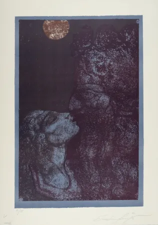 石版画 Fuchs - The Kiss, Samson and Delilah, 1967 - Hand-signed