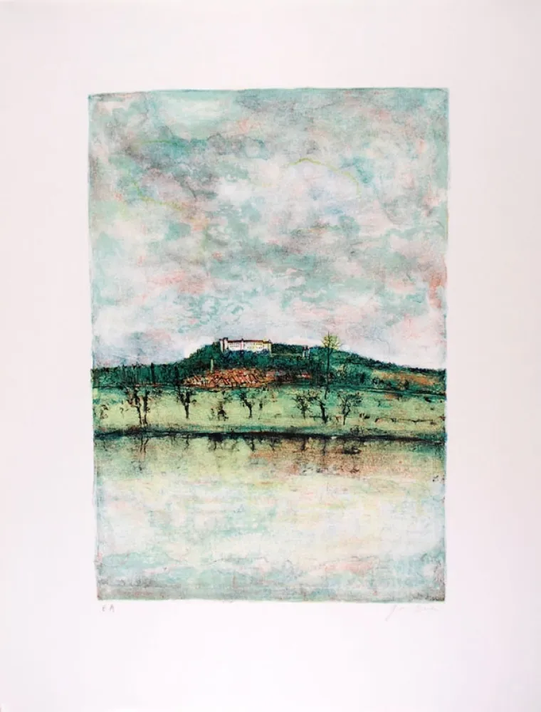 石版画 Gantner - Château sur Saône 