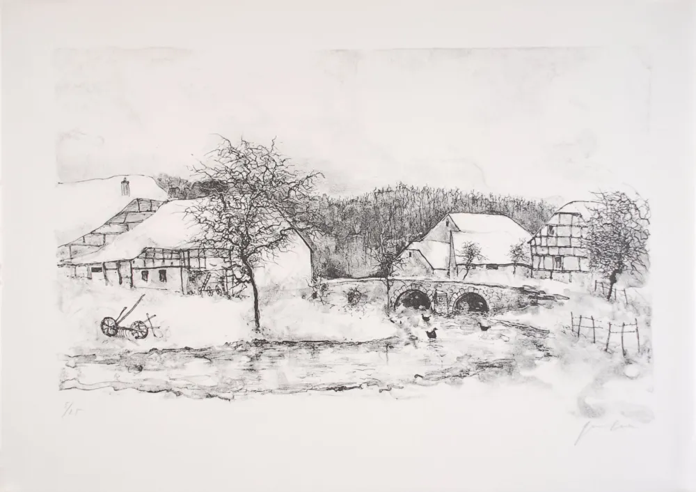 石版画 Gantner - Douceur Hivernale