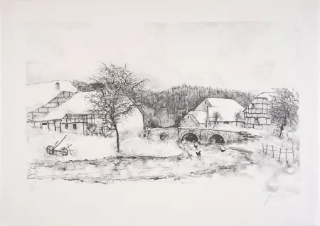 石版画 Gantner - Douceur Hivernale