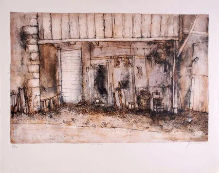 石版画 Gantner - La Cour - Court