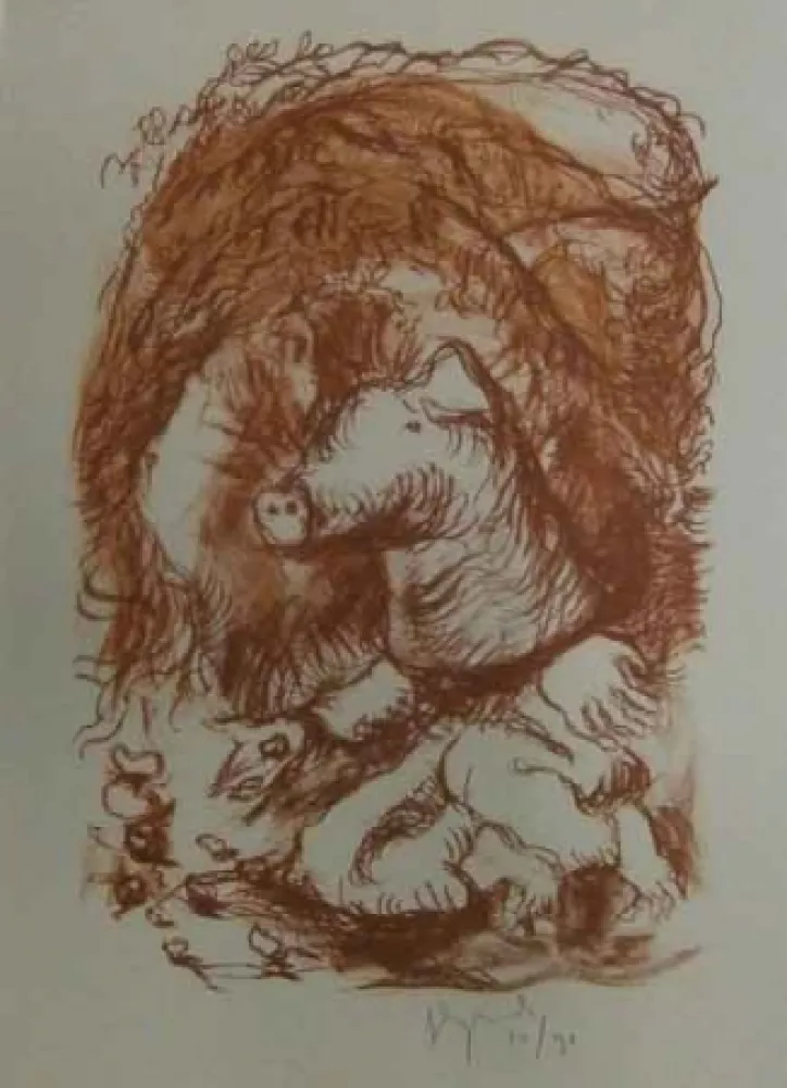 石版画 Garouste - Marché de la truffe