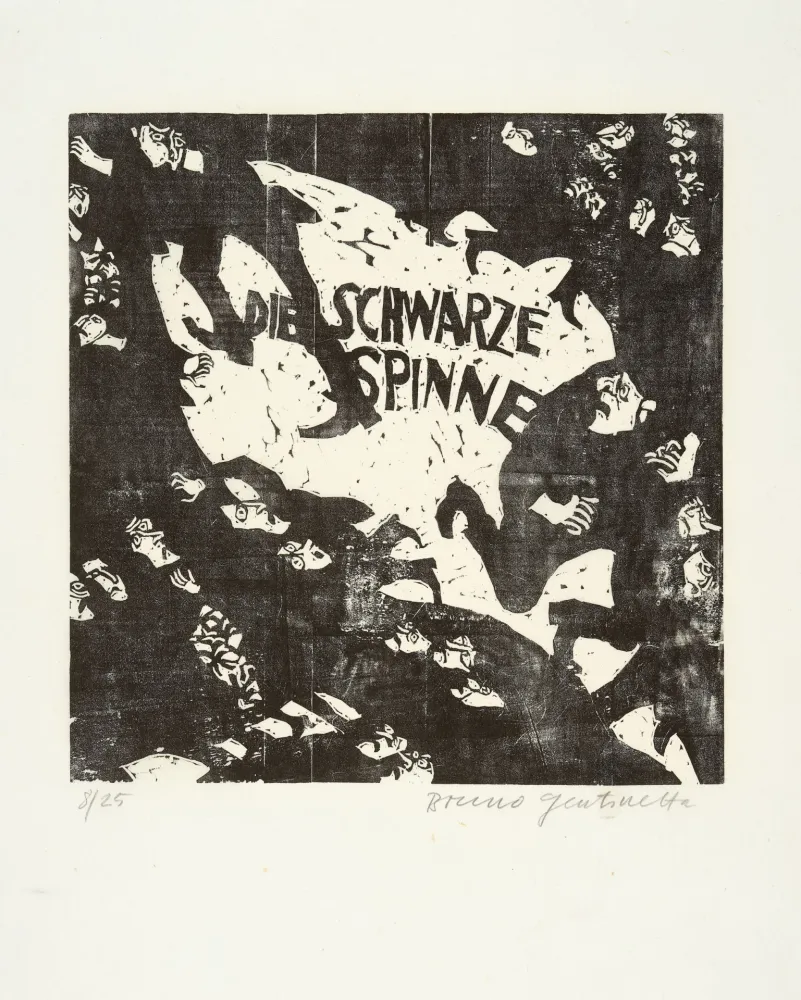 木刻 Gentinetta - Die schwarze Spinne. 