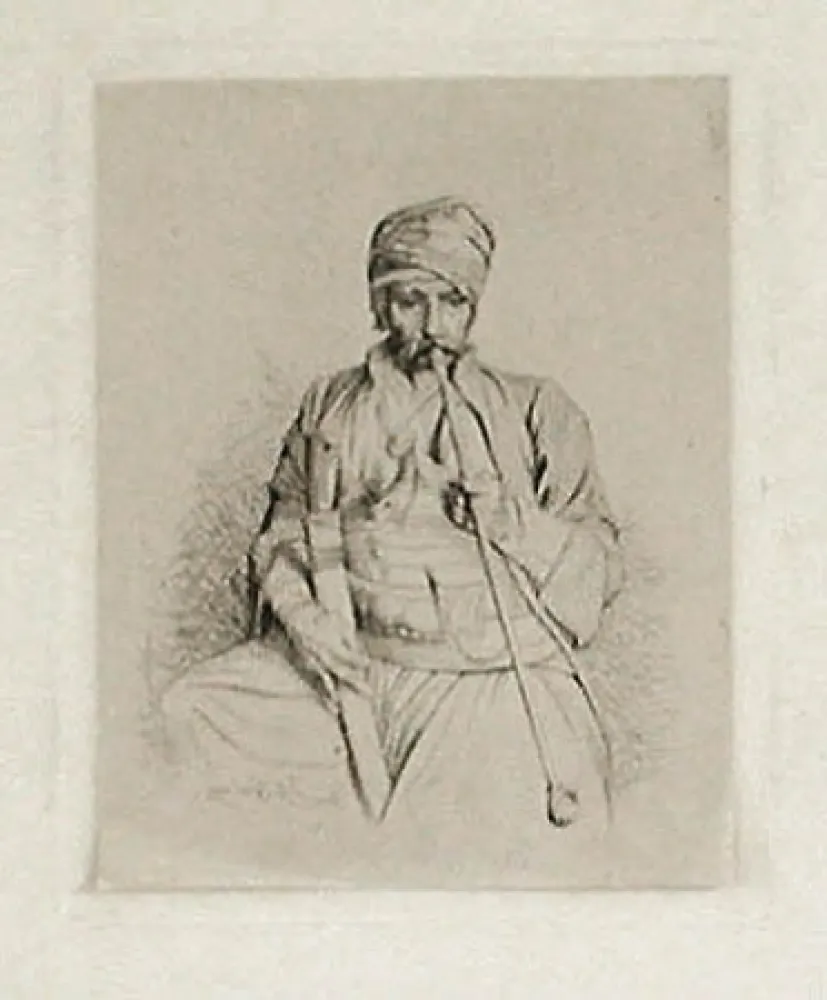 版画 Gérôme - Fumeur égyptien au turban