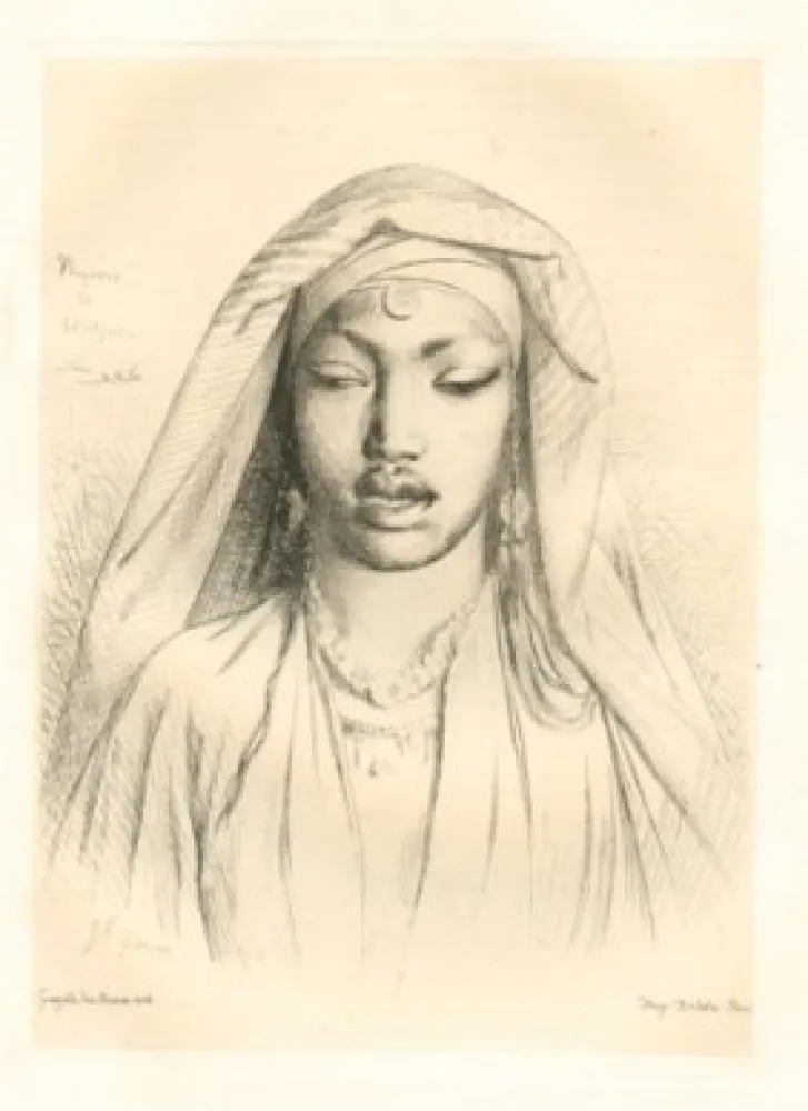 版画 Gérôme - Tête de negresse du Hedjaz