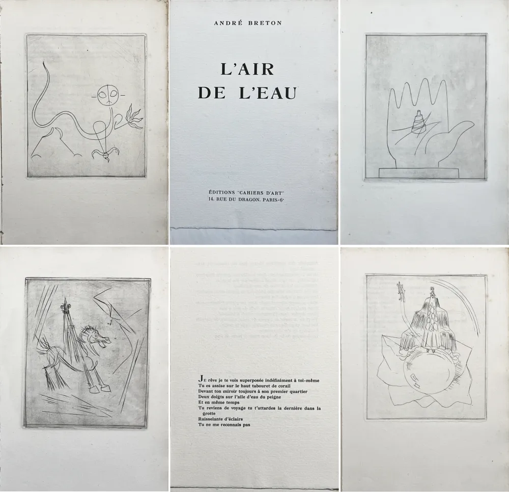 插图书 Giacometti - André Breton. L'AIR DE L'EAU. 4 gravures originales (Paris 1934)