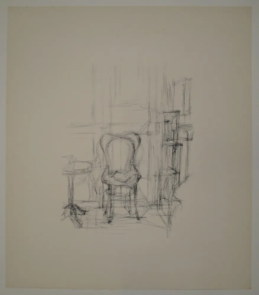 石版画 Giacometti - Chaise et guéridon. 