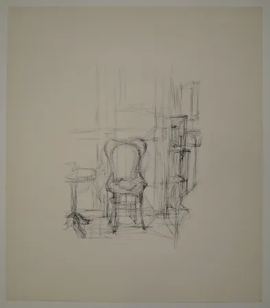 石版画 Giacometti - Chaise et guéridon. 