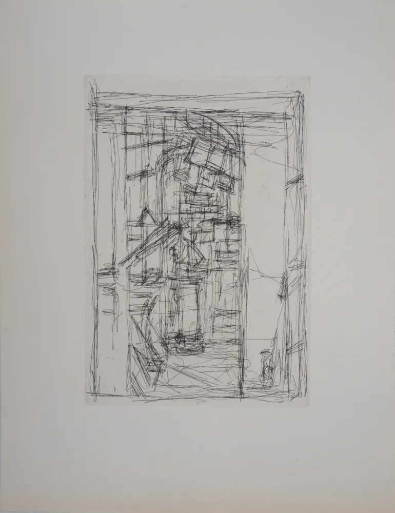 版画 Giacometti - Intérieur au poêle