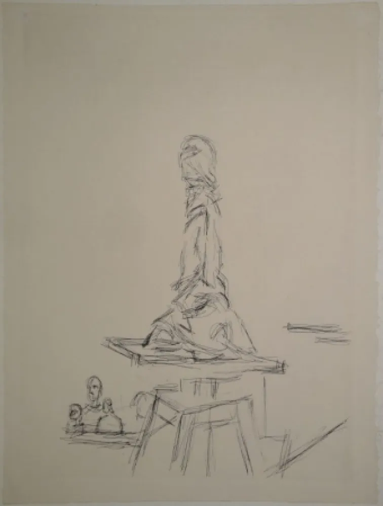 蚀刻版画 Giacometti - L'Atelier à la selette I. (Studio with the turntable)