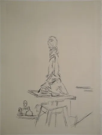 蚀刻版画 Giacometti - L'Atelier à la selette I. (Studio with the turntable)