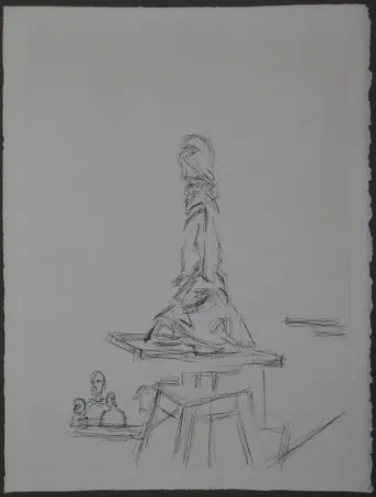 蚀刻版画 Giacometti - L'Atelier à la selette I. (Studio with the turntable)