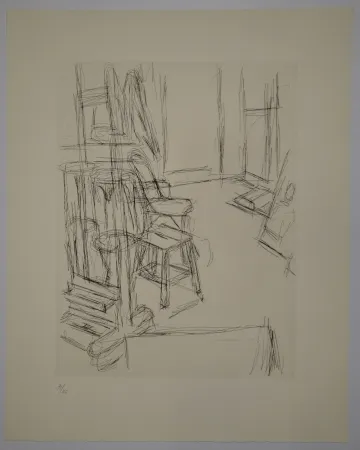 版画 Giacometti - L'Atelier au chevalet (Studio with the Easel)