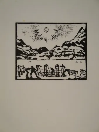 木刻 Giacometti - Lavoratori del ghiaccio, die Eisbrecher
