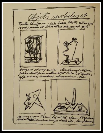 石版画 Giacometti - OBJETS MOBILES ET MUETS I