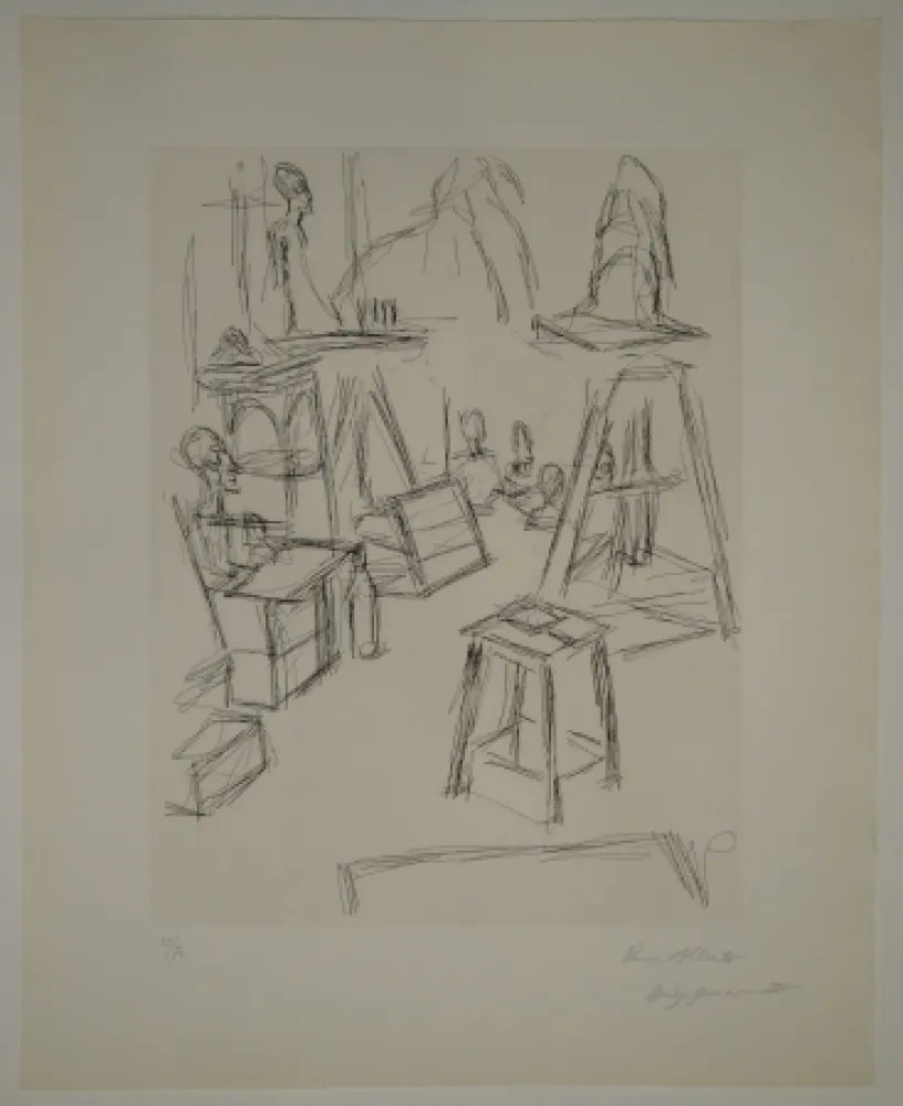 蚀刻版画 Giacometti - Sculptures dans l'atelier VI / Les Sculptures (Sculptures). 