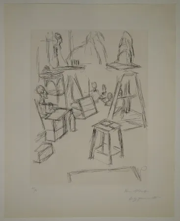 蚀刻版画 Giacometti - Sculptures dans l'atelier VI / Les Sculptures (Sculptures). 