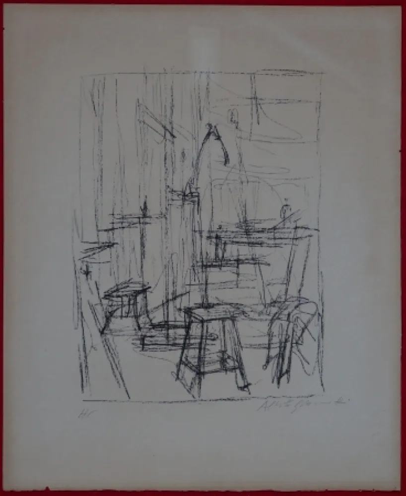 石版画 Giacometti - The Studio with Head of Horse (II)