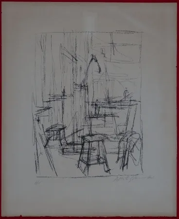 石版画 Giacometti - The Studio with Head of Horse (II)