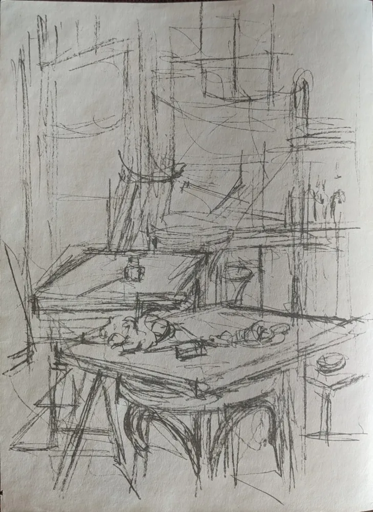 石版画 Giacometti - Untitled (tables in studio)