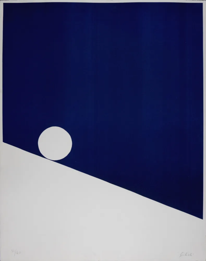 丝网印刷 Gilioli - Blue Composition, c. 1970s -  Hand-signed!