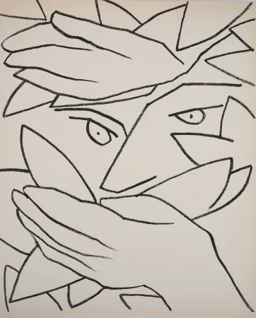 石版画 Gilot - L'homme camouflé