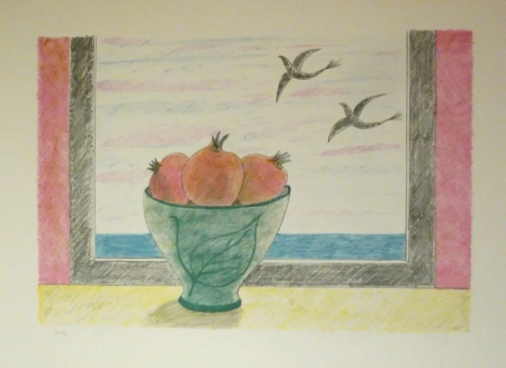 石版画 Girona - Magranes i ocells