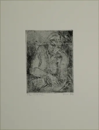 版画 Gött - Sitzendes Mädchen / Seated Girl