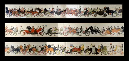 石版画 Goursat - Le Retour des courses, 1910 - scarce COMPLET set in six assembled parts