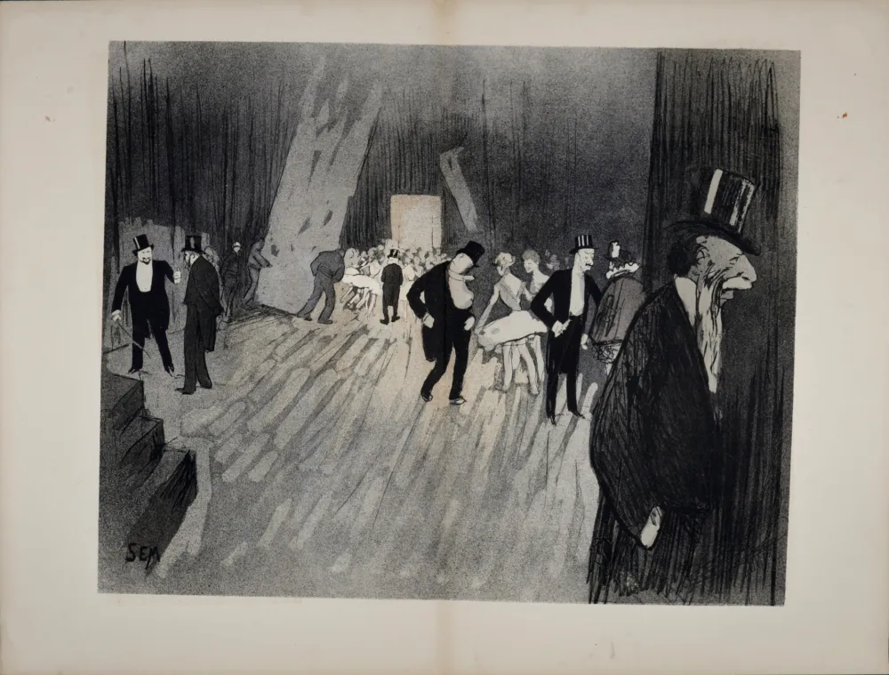石版画 Goursat - Les coulisses de l'opéra, 1901