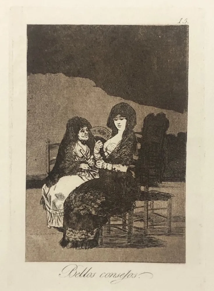 蚀刻版画 Goya - Capricho 15. Bellos consejos